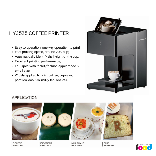 Caractéristiques de l'imprimante d'art à café HY3525