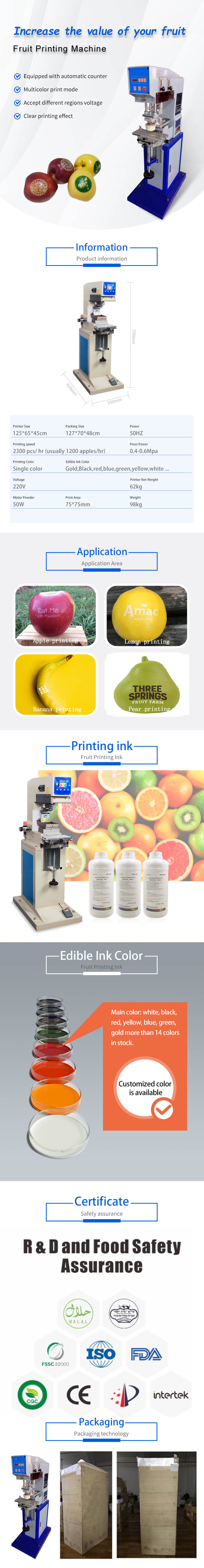 Machine à imprimer des fruits couleurs uniques